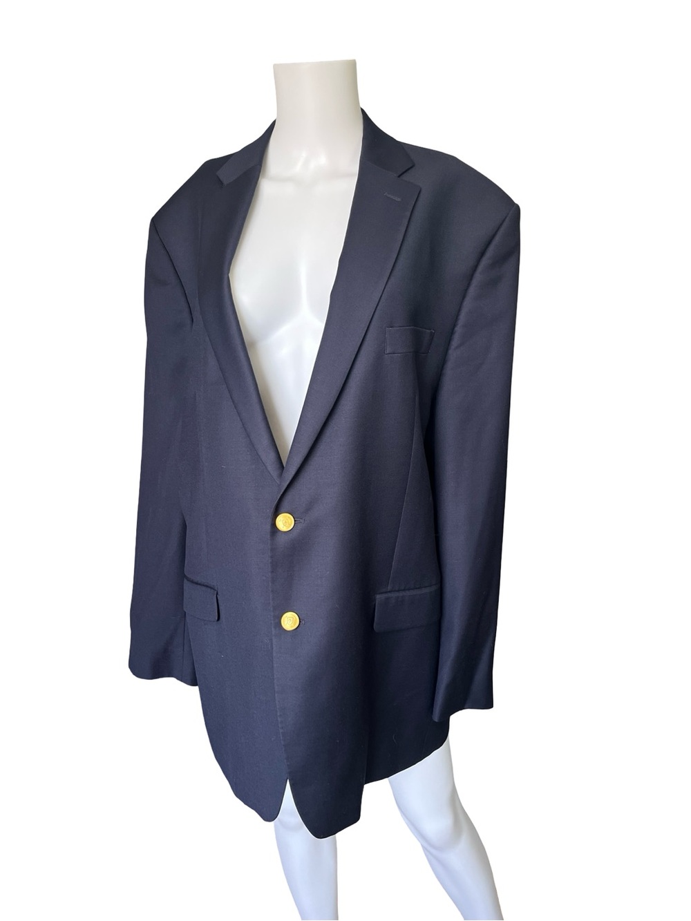 Lauren Ralph Lauren Navy Blue Wool Blazer Classic Career Work Mens Size 46 Long